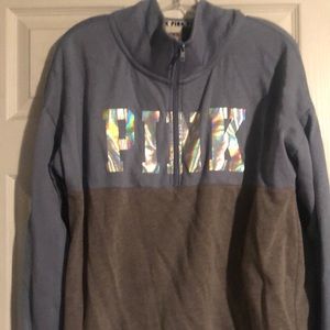 PINK color block quarter zip